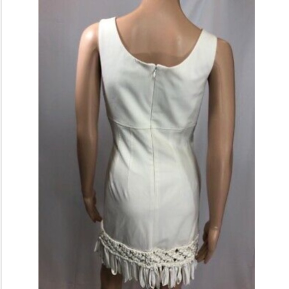 Aysha Womens Pencil Cocktail Dress Fringed White 2 - Picture 4 of 11